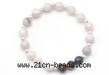 CGB8215 8mm white crazy lace agate & colorful tiger eye beaded stretchy bracelets