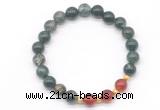CGB8219 8mm moss agate & red agate beaded stretchy bracelets