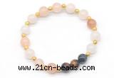 CGB8226 8mm pink aventurine & colorfull tiger eye beaded stretchy bracelets