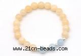 CGB8227 8mm honey jade & aquamarine beaded stretchy bracelets