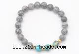 CGB8235 8mm grey picture jasper & sea sediment jasper beaded stretchy bracelets