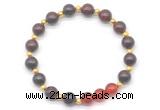 CGB8238 8mm brecciated jasper & red agate beaded stretchy bracelets