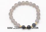 CGB8243 8mm matte grey agate & matte black agate beaded stretchy bracelets