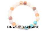 CGB8244 8mm matte druzy agate & blue howlite beaded stretchy bracelets