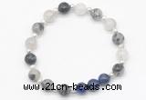 CGB8251 8mm black rutilated quartz & lapis lazuli beaded stretchy bracelets