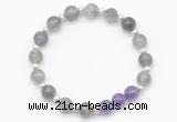 CGB8252 8mm cloudy quartz & amethyst beaded stretchy bracelets