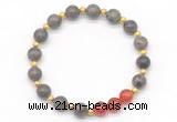 CGB8256 8mm rainbow labradorite & red agate beaded stretchy bracelets