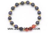 CGB8259 8mm purple yellow tiger eye & red agate beaded stretchy bracelets