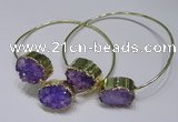 CGB829 13*18mm - 15*20mm oval druzy agate gemstone bangles