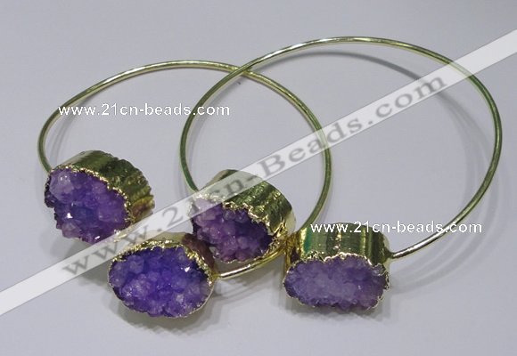 CGB829 13*18mm - 15*20mm oval druzy agate gemstone bangles