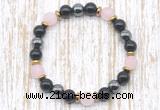 CGB8321 8mm matte rose quartz, black onyx & hematite energy bracelet