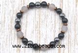 CGB8323 8mm matte grey agate, black onyx & hematite energy bracelet