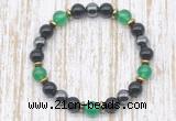 CGB8342 8mm green agate, black onyx & hematite energy bracelet