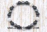 CGB8351 8mm Tibetan agate, black onyx & hematite energy bracelet