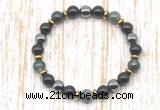 CGB8355 8mm moss agate, black onyx & hematite energy bracelet