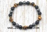 CGB8362 8mm grade AA yellow tiger eye, black onyx & hematite energy bracelet