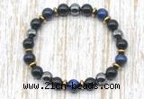CGB8366 8mm blue tiger eye, black onyx & hematite energy bracelet