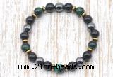 CGB8367 8mm green tiger eye, black onyx & hematite energy bracelet