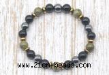 CGB8377 8mm unakite, black onyx & hematite energy bracelet