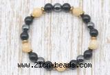 CGB8383 8mm honey jade, black onyx & hematite energy bracelet