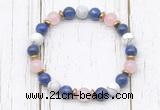 CGB8441 8mm lapis lazuli, white howlite, rose quartz & hematite power beads bracelet