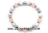 CGB8487 8mm rose quartz, white howlite & hematite energy bracelet