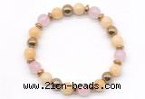 CGB8488 8mm rose quartz, honey jade & hematite energy bracelet