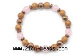 CGB8494 8mm rose quartz, wooden jasper & hematite energy bracelet