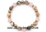 CGB8495 8mm rose quartz, zebra jasper & hematite energy bracelet