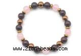 CGB8498 8mm rose quartz, brecciated jasper & hematite energy bracelet