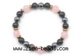 CGB8522 8mm rose quartz, golden obsidian & hematite energy bracelet