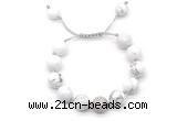 CGB8550 12mm round white howlite adjustable macrame bracelets