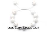 CGB8551 12mm round white howlite adjustable macrame bracelets