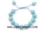 CGB8552 12mm round blue howlite adjustable macrame bracelets