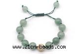 CGB8554 12mm round green aventurine adjustable macrame bracelets