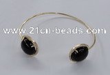 CGB856 15mm flat round agate gemstone bangles wholesale