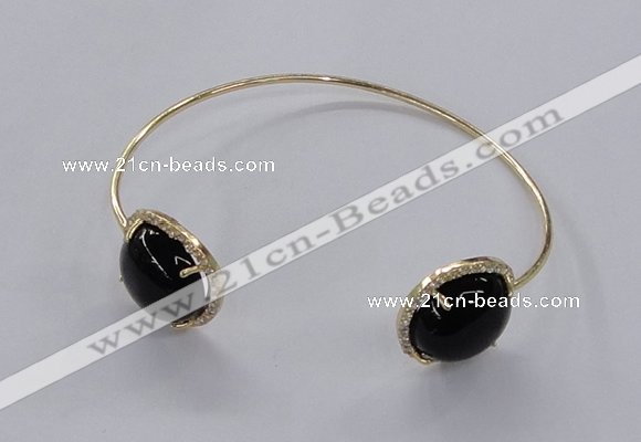 CGB856 15mm flat round agate gemstone bangles wholesale