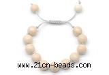 CGB8570 12mm round white fossil jasper adjustable macrame bracelets