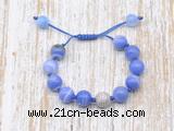 CGB8595 12mm round blue banded agate adjustable macrame bracelets