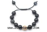 CGB8598 12mm round black banded agate adjustable macrame bracelets