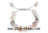 CGB8601 12mm round montana agate adjustable macrame bracelets