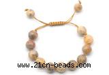 CGB8603 12mm round yellow crazy lace agate adjustable macrame bracelets