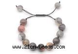 CGB8605 12mm round Botswana agate adjustable macrame bracelets