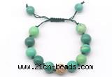 CGB8610 12mm round grass agate adjustable macrame bracelets