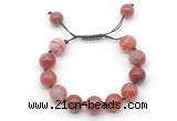 CGB8612 12mm round fire agate adjustable macrame bracelets