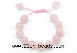 CGB8617 12mm round rose quartz adjustable macrame bracelets