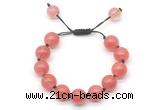 CGB8623 12mm round cherry quartz adjustable macrame bracelets