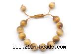 CGB8633 12mm round golden tiger eye adjustable macrame bracelets