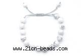 CGB8650 8mm,10mm round white howlite adjustable macrame bracelets