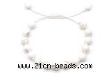 CGB8651 8mm,10mm round white howlite adjustable macrame bracelets